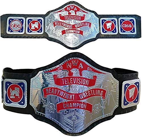 NWA TELEVISION HEAVYWEIGHT CHAMPIONSHIP REPLICA BELT IN THICK BRASS PLATES BLACK