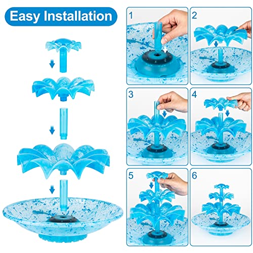 Mademax 3 Tier Diy Solar Fountain With 24-Hours Working And Lights, Upgrade 3.5W Solar And Electric Pump, Solar Powered Bird Bath Fountain Water Feature For Bird Bath, Garden, Balcony, Outdoor #TOP3