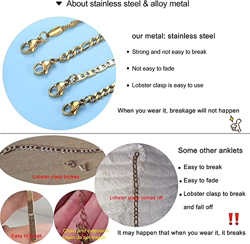 Finrezio 4PCS Braccialetti Caviglia Catena Acciaio...