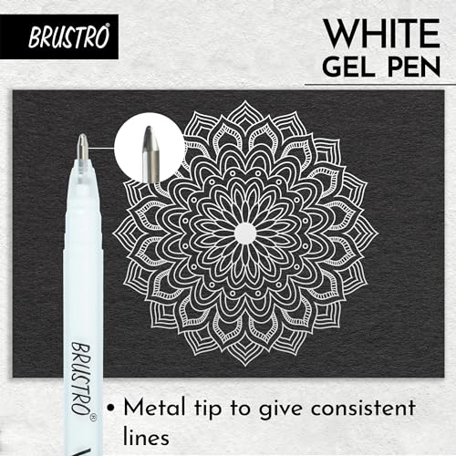 BRUSTRO White Gel Pen | Tip size -1 mm|Pack of 3 | Ideal for Students and Adults, Drawing, Mandala Arts, Students, Office Use, Writing, Pen Set (Image - 3)