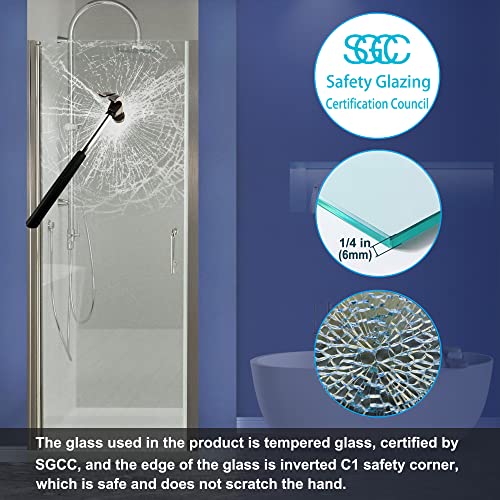 Grogro Pivot Glass Shower Door,30-31.5" W X 72" H Frameless Shower Door,1/4 In Thick Clear Tempered Glass,Brushed Nickel Finish,Pivot Swing Shower Doors Can Be Reversible Installation #TOP1