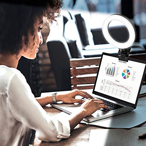 Videokonferenz Licht, 6.3" Ringlicht Laptop für Monitor Clip-On, Dimmbar LED Videoleuchte mit Federclip für Fernarbeit, Fernunterricht, Zoom-Anrufbeleuchtung, Selbstübertragung und Live-Streaming – Bild 6