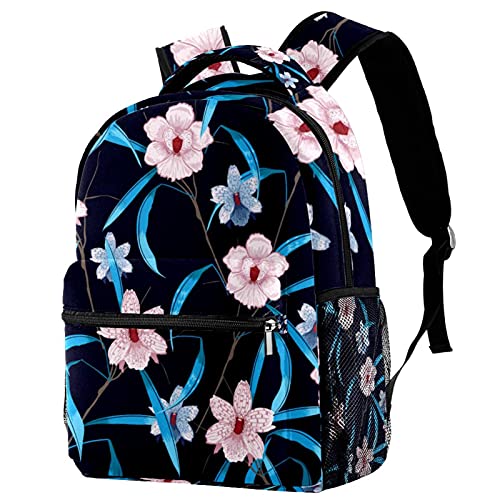 Sac à dos de voyage floral avec porte-bouteille pour enfants