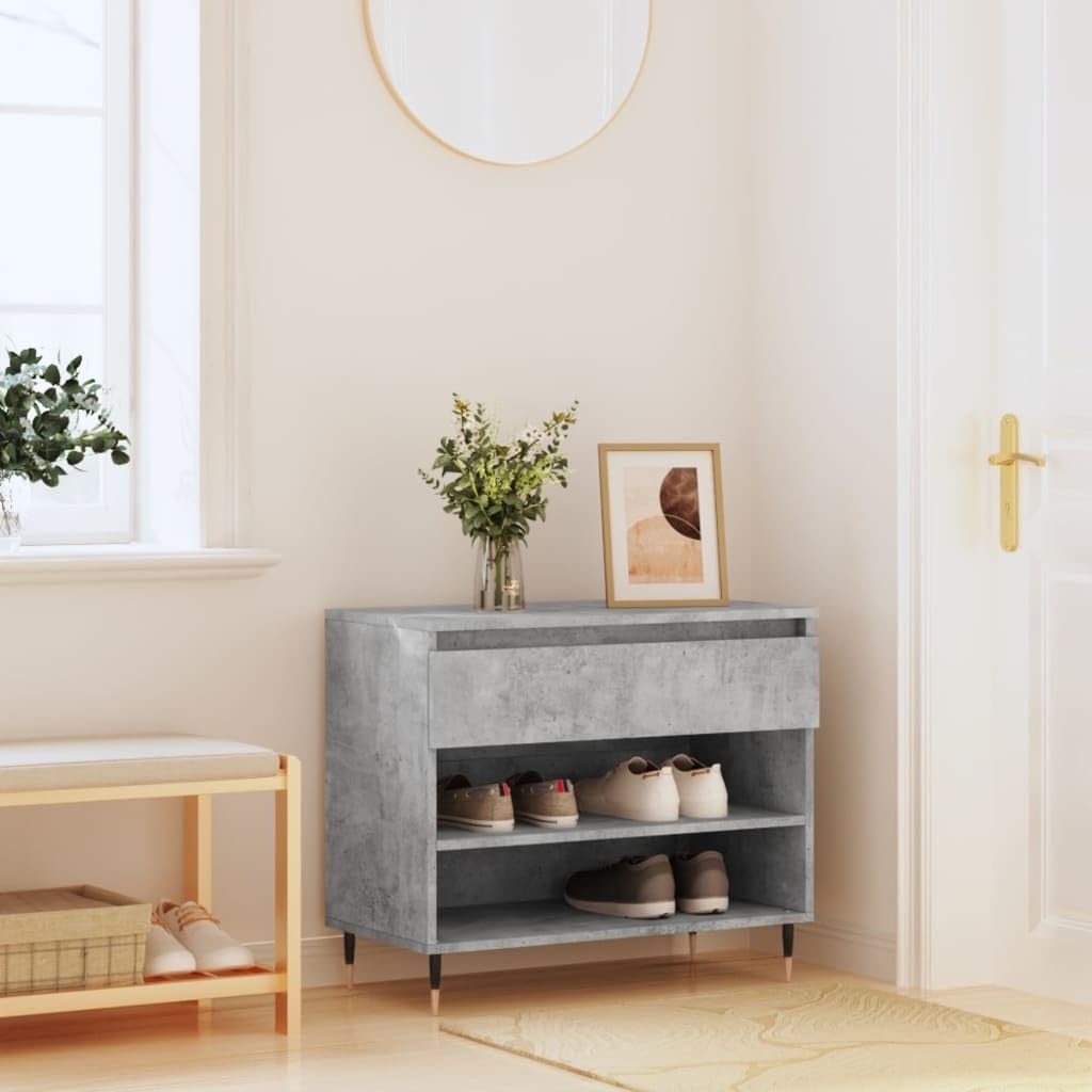 Scarpiera Grigio Cemento 70x36x60 cm Legno Multistrato
