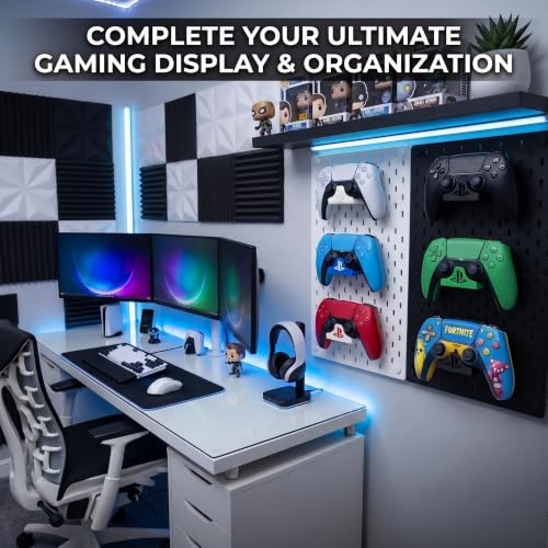 Image of PS5 Controller Holder for IKEA Skadis Pegboard | Organizer Hook Stand & Secure Display Hanger for PlayStation 5 Controller, Black, 2