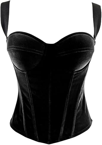 Womens Velvet Bustier Corset Top - Body Shaper for Slimming Christmas Night Party Wear