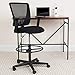 Flash Furniture Harper Ergonomic Mid-Back Mesh Drafting Chair with Black Fabric Seat, Adjustable Foot Ring and Adjustable Arms