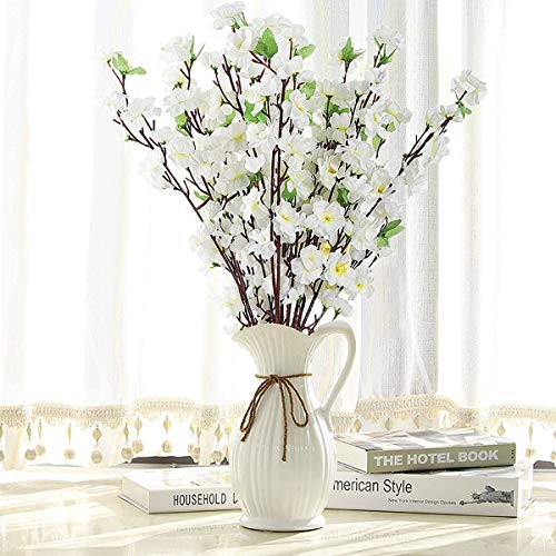 10Pcs Spring Peach Blossom Cherry Plum Bouquet Branch Silk Flower,Artificial Flowers Fake Flower for Wedding Home Office Party Hotel Yard Decoration