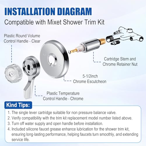 Kit de reconstrucción para bañera y ducha de una manija, compatible con Mixet, acabado cromado miniatura 4