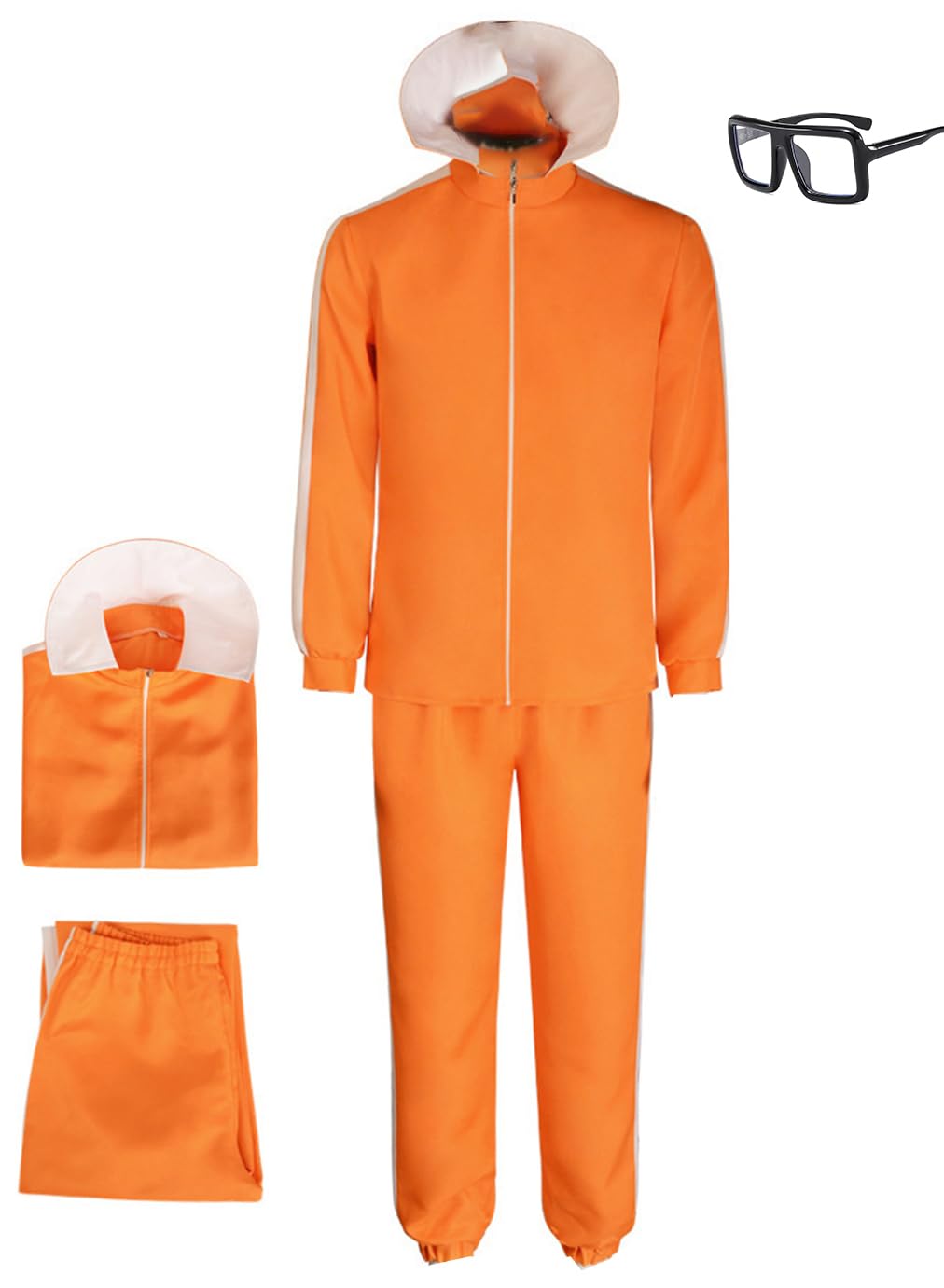 Cnulaueu Men's Victor Cosplay Costume, Orange Tracksuit, Jacket, Sports Uniform Suit, Anime The Villian Halloween Outfit, Full Set (Orange, M)