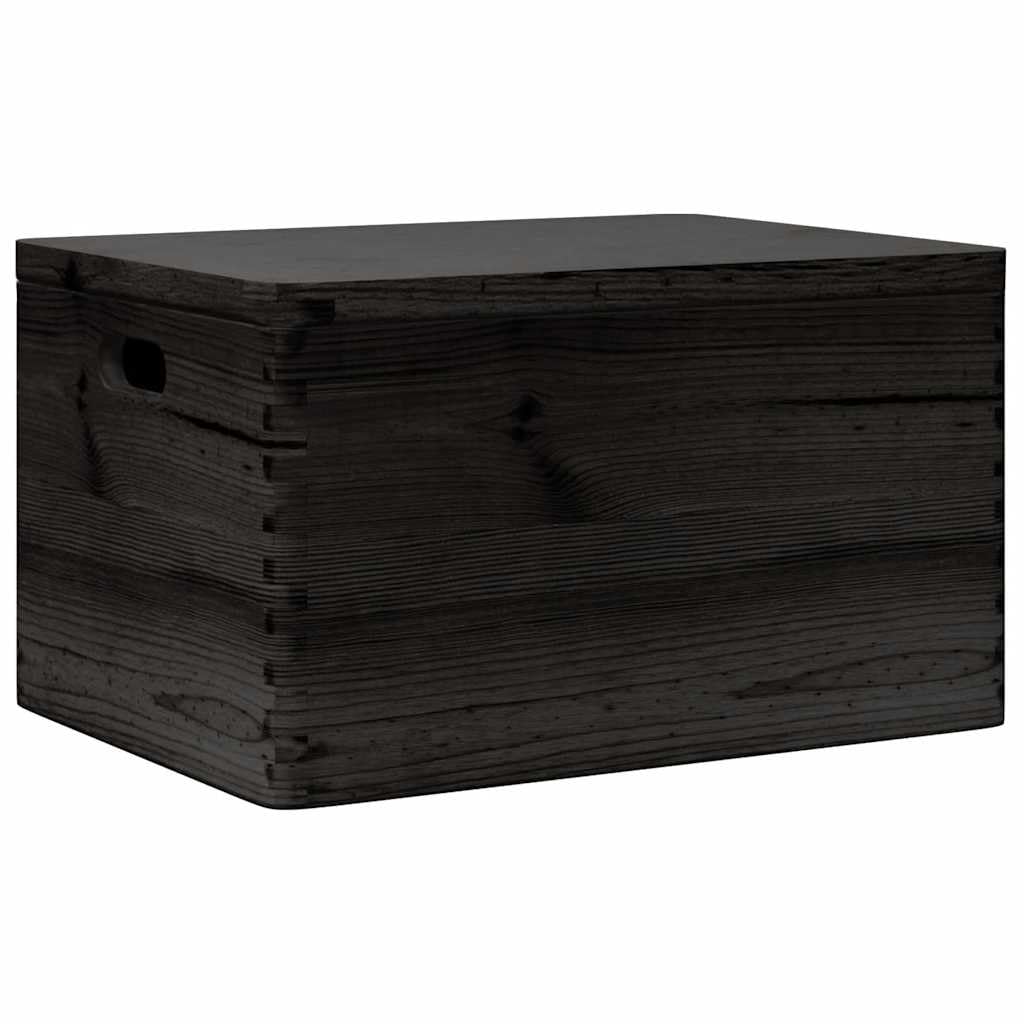 vidaXL Wooden Box with Lid and Handles Black 40x30x23cm Solid Wood Pine, wooden storage box, wooden crate, wooden jewelry box, storage box