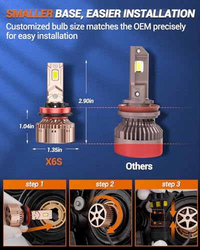 Image of SEALIGHT H11 /H8 Bulbs, 900% Brightness Light Bulbs, 6000K Cool White with Cool Fan, 5Mins Plug-N-Play, 10-Year Extended Lifespan IP68 Waterproof, Pack of 2