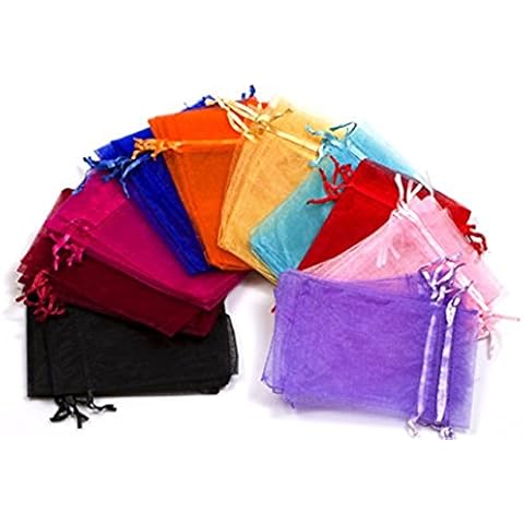 EDENKISS Mixed Color Drawstring Organza Jewelry Pouch Bags 2.8x3.6 4x6 5x7 6x9 (100, 4x6) Cover