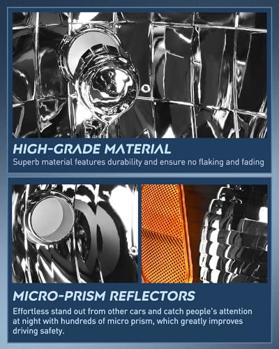 Image of Nilight Headlight Assembly Compatible with 2001 2002 Toyota Corolla Replacement Headlamp Black Housing Amber Reflector Driver and Passenger Side