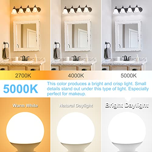 Image of 8 Pack LED Globe Light Bulbs 5000K Daylight E26 Base 60W Equivalent | 500LM, 5W, CRI 85+, Non-dimmable Standard Base LED Globe Light bulbs for Bathroom Vanity Mirror