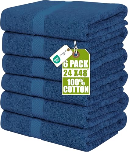 Image of Utopia Towels 6 Pack Medium Bath Towel Set, 24 by 48 Inches, 500 GSM 100% Ring Spun Cotton, Lightweight and Highly Absorbent Quick Drying Premium Towels for Hotel, Spa and Bathroom, Navy