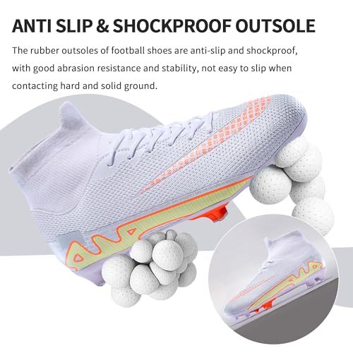 Yidum Football Cleats Men, Indoor Outdoor High Top Soccer Shoes Lightweight Shock Resistant Training Boots Breathable Professional Turf Shoes Sport Athletic Ground Football Boots Fg Soccer Cleats For Men thumb #6