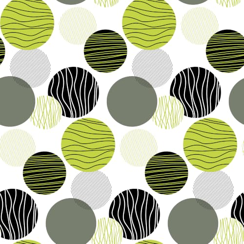 Image of LORETO - A QUALITY LINEN BRAND 144 TC 100% Pure Cotton Single Fitted Bedsheet with 1 Pillow Cover for 72 x 36 Inch Mattress, All-Around Elastic, 8 Inch Deep Pocket, Olive Green & Black Circles