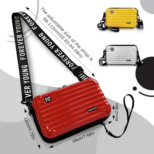 Women Crossbody Bag, Plastic Mini Shoulder Bag with Adjustable Strap, Luggage Shaped Cross-body Sling Phone Bags for Travel3