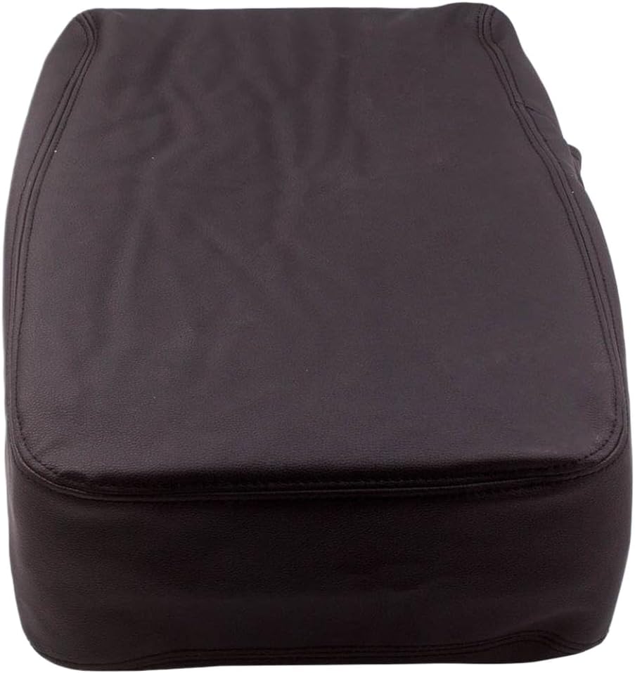 Black Leather Console Armrest Lid Jump Seat Cover Compatible with Suburban Silverado Tahoe