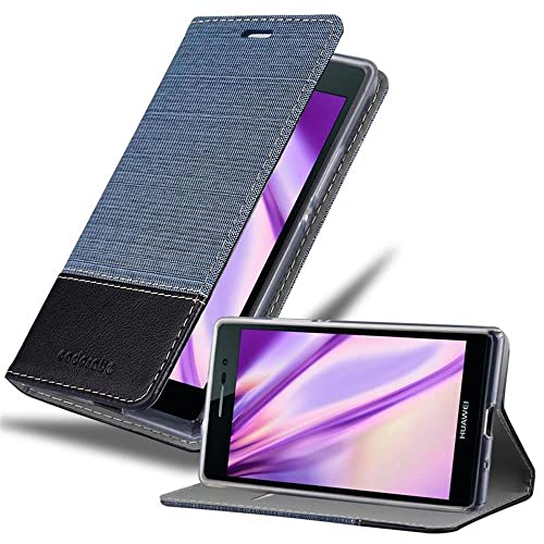 Cadorabo Funda Libro para Huawei P7 en Azul Oscuro Negro   Cubierta Proteccíon con Cierre Magnético, Tarjetero y Función de Suporte   Etui Case Cover Carcasa