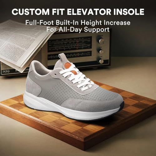 Men's Breathable Leather Athletic Shoes with 8cm/3.15" Hidden Elevator – Anti-Slip Lightweight Shock-Absorbing Rubber Sole, Built-in Insole for Discreet Height & All-Day Comfort4