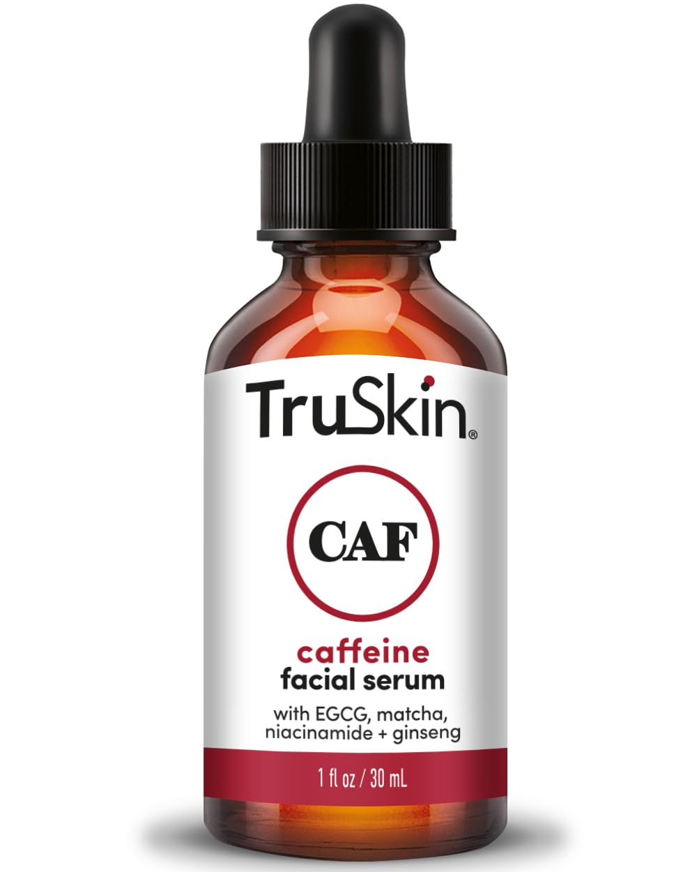 TruSkin Caffeine Face & Eye Serum – Energizing 5% Caffeine Serum with EGCG Niacinamide Matcha and Ginseng – Improve Look of Under Eye Dark Circles and Puffiness, 1 fl oz