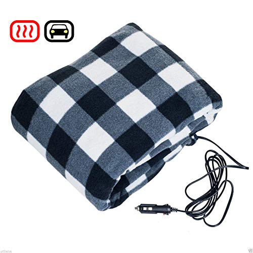 WOOLALA 12V Car Electric Heated Blanket, Travel Blanket for Road Trips and Camping