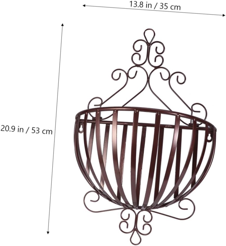 European Style Iron Wall Planter Rack Semicircular Flowerpot Holder for Balcony and Home Decor Sturdy Bronze Finish Drainage Feature