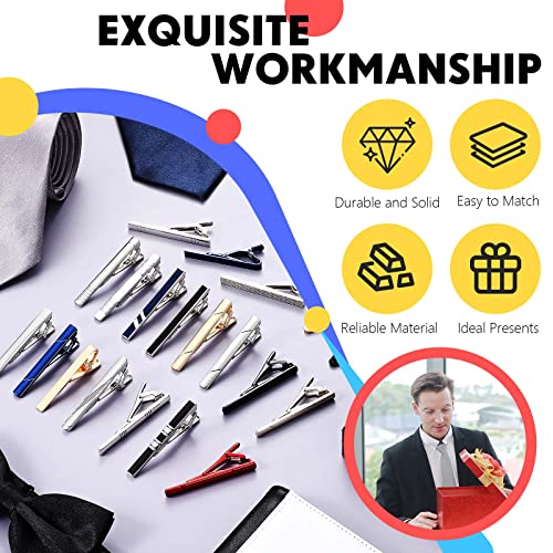Yinkin 20 Pcs Classic Tie Bar Clip Set for Regular Necktie - Bulk for Men's Wedding, Business and Daily Life4