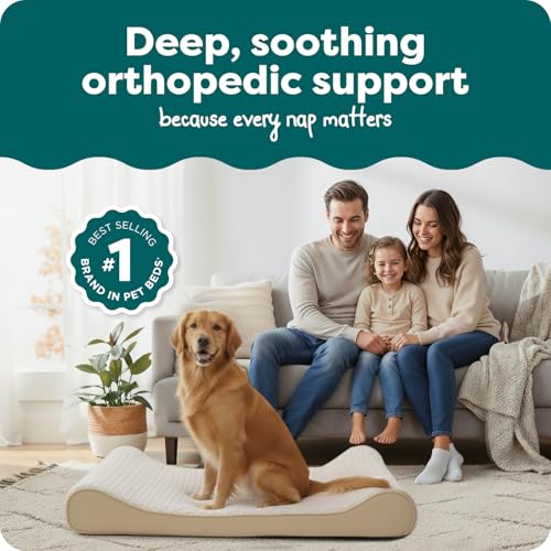 Image of FurHaven Orthopedic Dog Bed for Large Dogs, Luxe Lounger Contour Mattress with Solid Orthopedic Foam Slab for Joint Support, Removable Washable Cover, Jumbo XL, Plush Suede, Cream