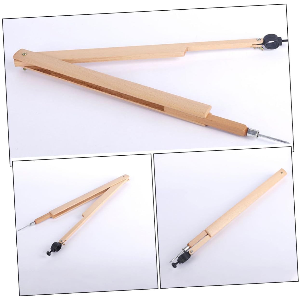 Operitacx 3 Piezas Compás de Madera para Geometría Escolar Herramienta de Enseñanza para Matemáticas y Física para Profesores Aula Diseño de Precisión Herramienta Didáctica para Dibujo y