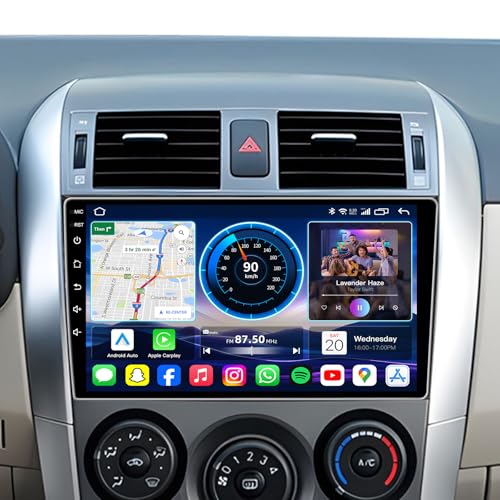 8Core 32G ROM Android 15 Car Radio for Toyota Corolla 2009-2013: Wireless Carplay&Android Auto 9 Inch 1280*800 IPS Touchscreen Stereo with Bluetooth GPS Navigation FM Radio Mirror Link Backup Camera