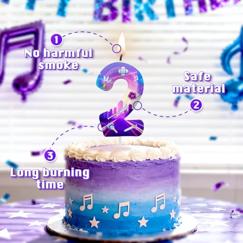 Image of Purple Number 3 Birthday Candles, Cartoon Themed Cake Toppers for Boys Girls Cake Decorations, Birthday Decorations Party Supplies, Number Candles for Party Decor