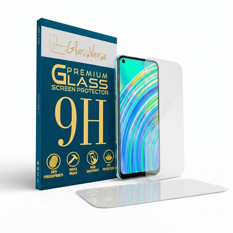 Image of GlassVerse PureView Tempered Glass for Realme C17 | Crystal Clear, 9H Hardness Screen Protector, Edge to Edge, Case Friendly, Hassle-less Installation Kit Included. (Pack of 2)