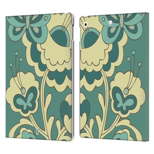 Coque iPad 10.2 portefeuille cuir anti-rayure motif fleur sauvage pour enfant