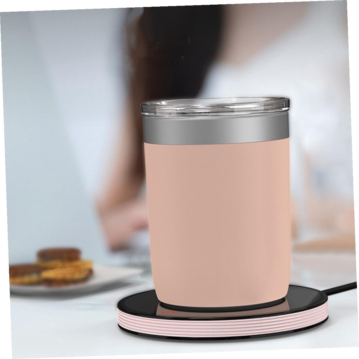 KICHOUSE Household Coffee Warmer Electric Mug Heater with Ac110v Power, Portable Office Cup Warmer Base for Coffee and Tea, Convenient Beverage Heating Accessory for Desk Use