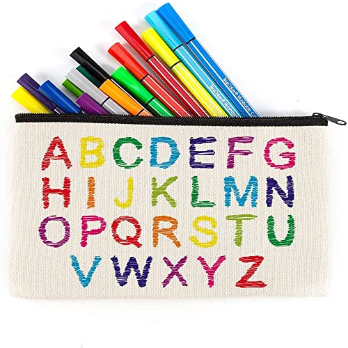 Pabues 50 Pack 8 × 4.7 Inch Blank Diy Craft Bag Canvas Pencil Case Blank Makeup Bags- Beige Canvas Pencil Pouch Bulk Canvas Cosmetic Bag Multi-Purpose Travel Toiletry Bag Canvas Zipper Bags #TOP3