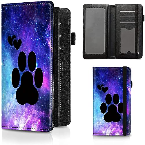 Checkbook Cover Animals Dog Paws Galaxy Pattern Premium Leather Check Book Holder Wallet with RFID Blocking Function for Men and Women