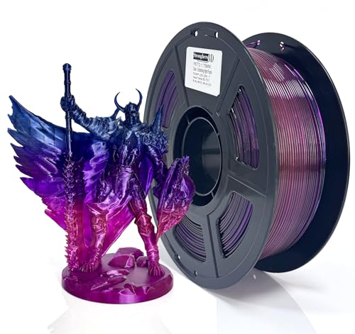 Image of PETG Filament 1.75mm, Black Blue Purple Pink, Translucent Gradient 3D Printer Filament, Galaxy Glitter Black Fast Color Change PETG Filament for FDM 3D Printing, 1kg Spool