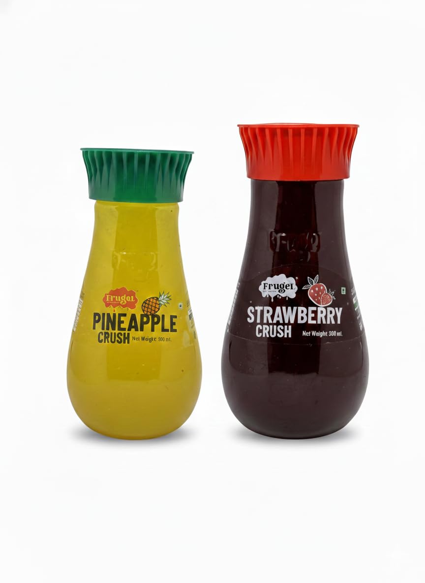 Frugel Strawberry Crush (300ml) and Pineapple Crush (300ml) - Pack of 2 | Fruit Syrups for Milkshakes, Mocktails, and Desserts-image-28