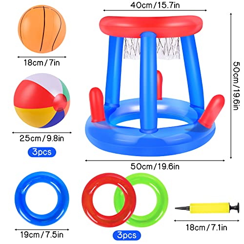 Herefun Aufblasbares Basketball-Set, Pool-Basketballspielzeug, Basketballreifen und Ball und anderes Zubehör, Sommer, Spielzeug-Set für Erwachsene, schwimmendes Spielzeug (Stil 1)