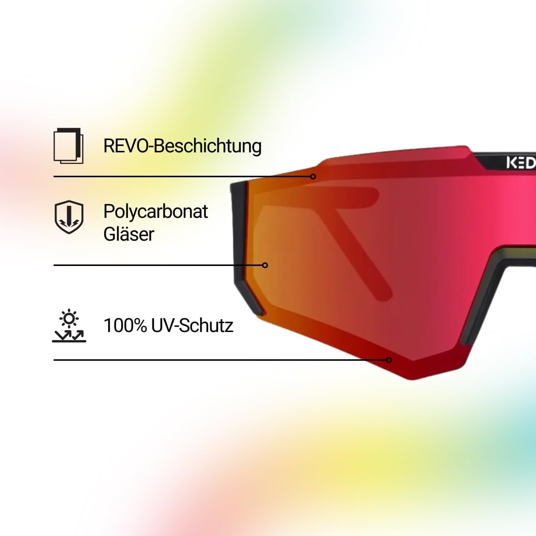 KED Ghost Jr Sportbrille Für Kinder 6–14 Jahre – Verstellbares Hakendesign, Gummiertes Nosepad, Stoßfeste Polycarbonat-Gläser Mit UV-Schutz