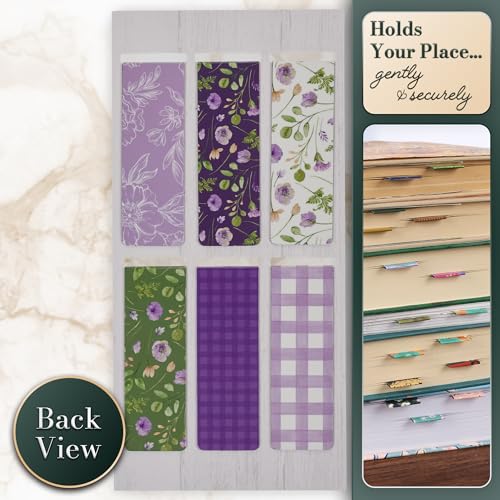 Christian Art Gifts Colorful Inspirational Magnetic Scripture Bookmark Set for Women: Blessed, Inspirational Bible Verses, White, Purple, Green, Pink Floral Theme for Books, Bibles, Papers, Set of 6