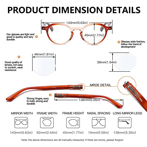 100 Classic 4-Packs Reading Glasses Round Frame Eyeglasses Spring Hinges And Resin Lens Multicolor Glasses For Women And Men Rq2975 (3.50) #TOP4