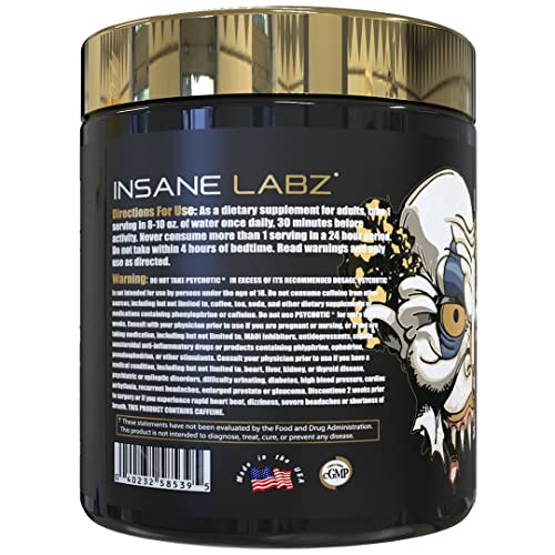 Image of Insane Labz Psychotic Gold, High Stimulant Pre Workout Powder, Extreme Lasting Energy Focus, Pumps and Endurance with Beta Alanine, DMAE Bitartrate, NO Booster (35 Servings, Orange)