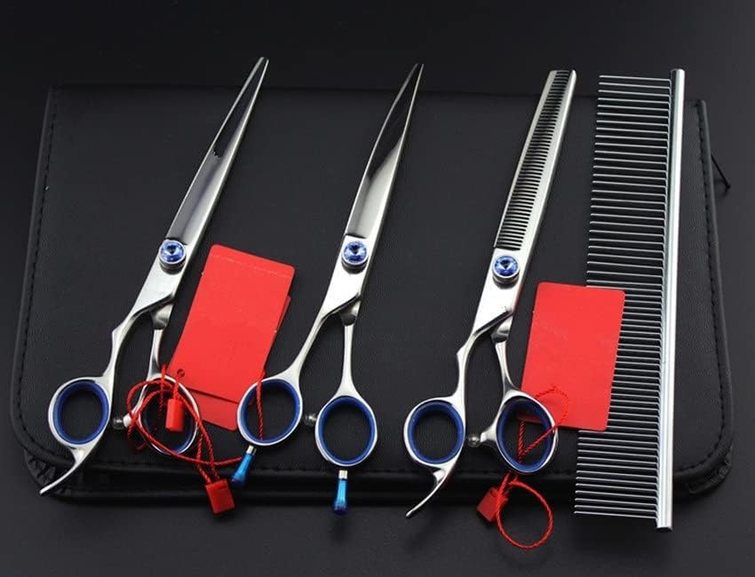 MAYiT Dog Grooming Scissors Shears, 4PCS Left Handed Japan 7 Inch Pet Dog Grooming Hair Scissors Cutting Shears Pet Thinning Barber Tools Hairdressing Scissors Kit, Set With Bag, MAYiT12585