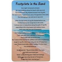 MYRECOVERYSTORE Footprints Prayer Card with Custom Engraved Back Message, Ceramic Footprints in the Sand Inspirational Gift