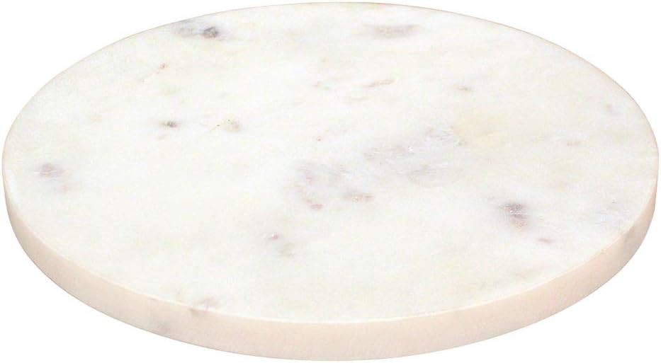 Amber Home Goods Marble Round Cheese/Cutting Board White Marble Platter Party Platter Tray for Serving Breakfast, Appetizers, Coffee, Bar, or Food 11.8” White Marble