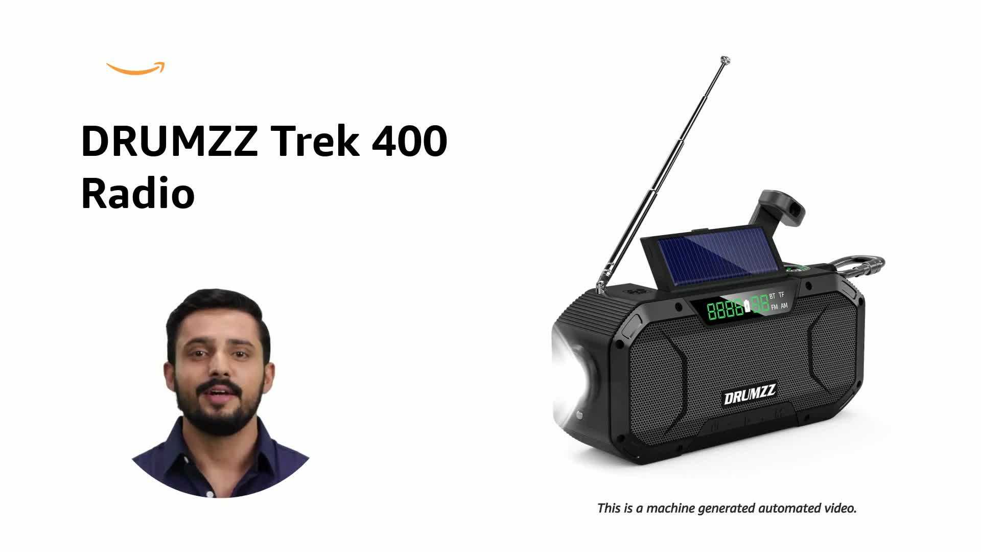 DRUMZZ Trek 400-Hand Crank Radio Bluetooth Speaker, IPX5, Solar
